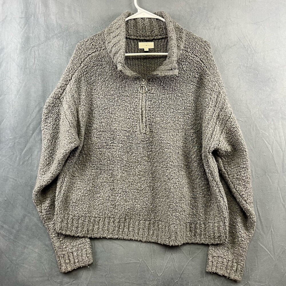 Cropped Lucky Brand Chunky Turtleneck Sweater Quarter Zip Heavyweight Super Soft